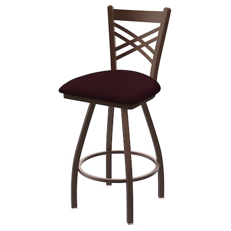 Holland Bar Stool Co 25" Swivel Counter Stool, Brnz Finish, Canter Bordeaux Seat X820